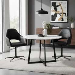 Drehbarer Retro Armlehnenstuhl in Schwarz - Lugon (2er Set)