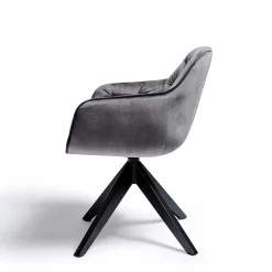 Drehbarer Samt Armlehnenstuhl in Grau - Ellen