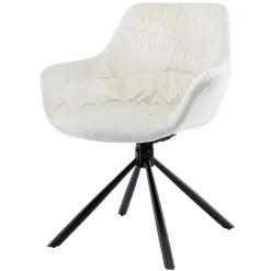 Drehbarer Samtstuhl mit Armlehnen in Creme - Zerettan