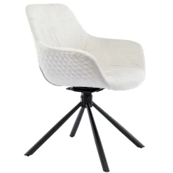 Drehbarer Samtstuhl mit Armlehnen in Creme - Zerettan