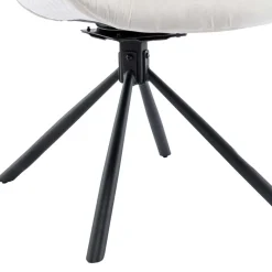 Drehbarer Samtstuhl mit Armlehnen in Creme - Zerettan