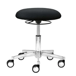 Drehbarer Schreibtisch Hocker in Schwarz & Alu - Ruvenz