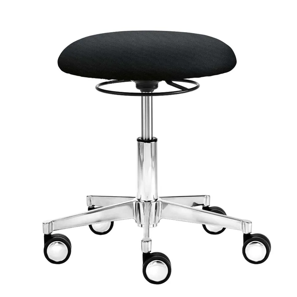 Drehbarer Schreibtisch Hocker in Schwarz & Alu - Ruvenz