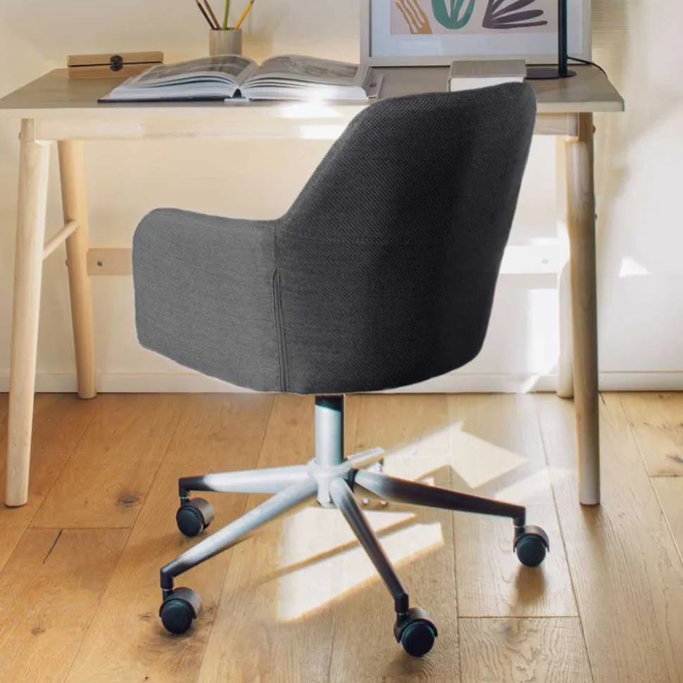 Drehbarer Schreibtischstuhl mit Armlehnen in Grau - Vindo