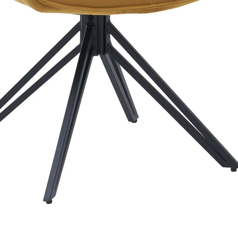 Drehbarer Tischsessel in Gold Samt - Bagavano (2er Set)