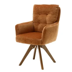 Drehbarer Tischsessel in Ockergelb - Manu (2er Set)