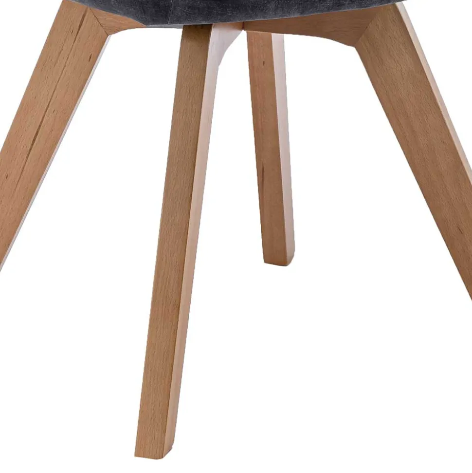 Drehbarer Tischsessel in Anthrazit Samt - Kanton (2er Set)