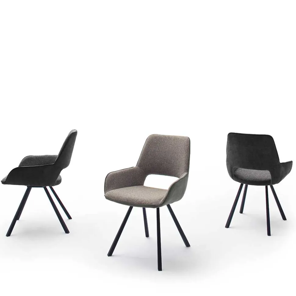 Drehbarer Tischsessel in hellem Grau - Kiano (2er Set)