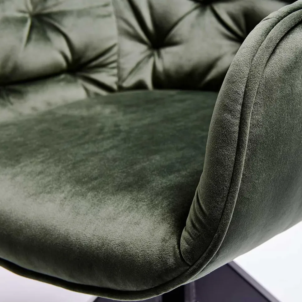 Drehbarer Tischsessel in Dunkelgrün Samt - Niabelda
