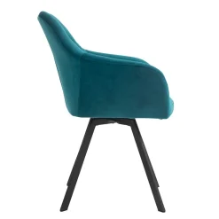 Drehbarer Tischsessel in Türkis Samt - Bettyva