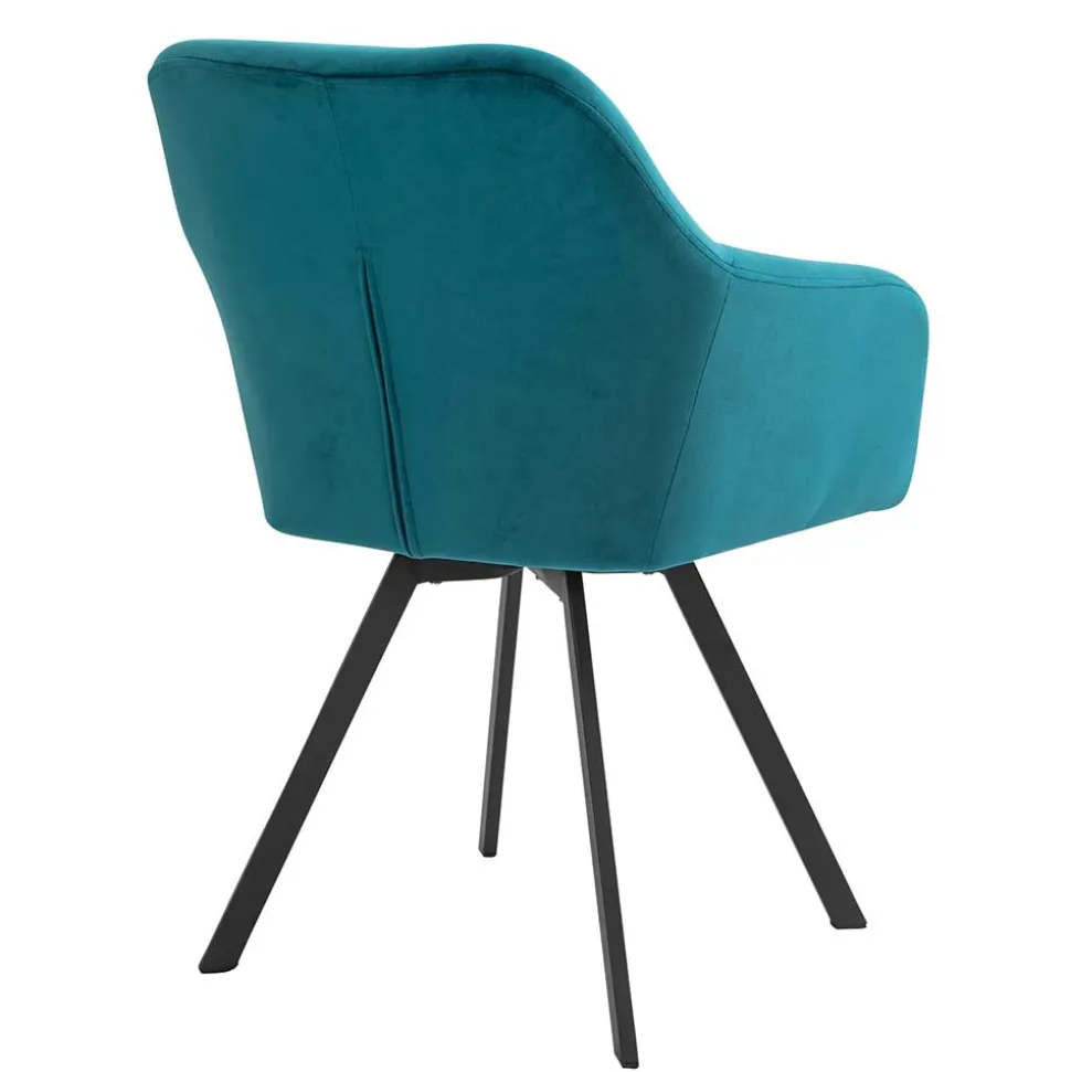 Drehbarer Tischsessel in Türkis Samt - Bettyva