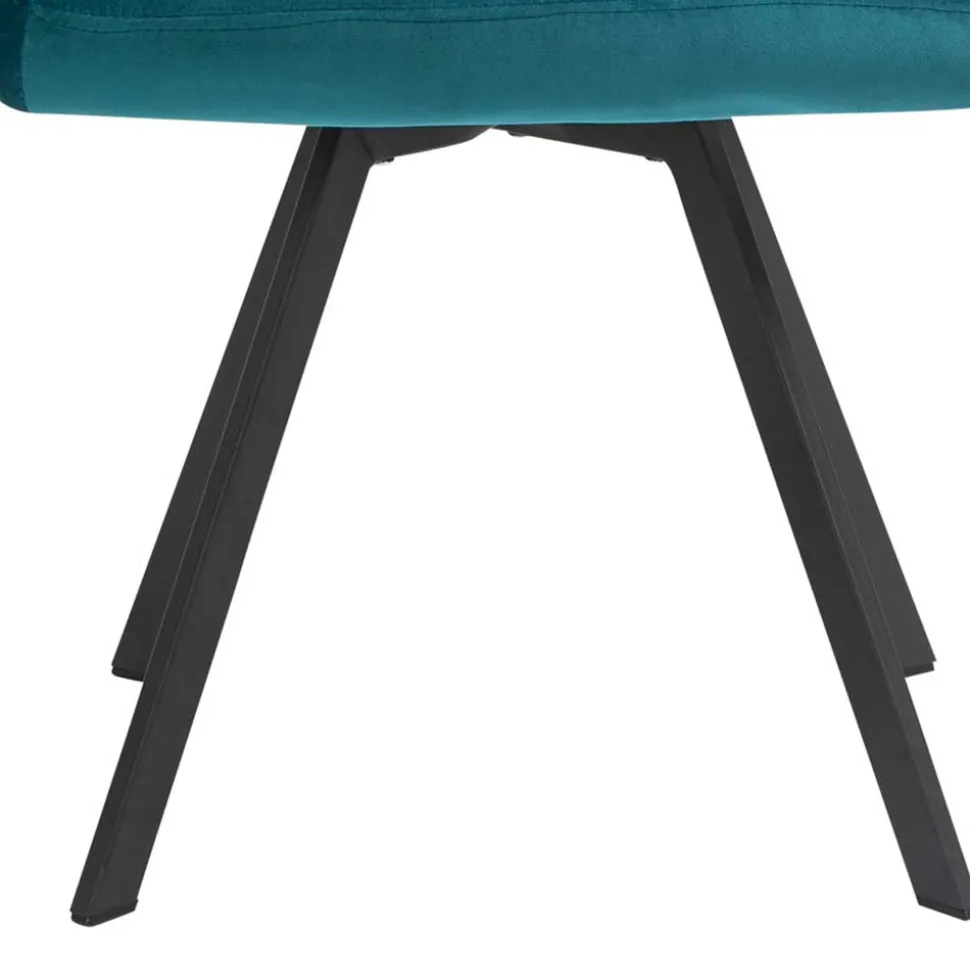 Drehbarer Tischsessel in Türkis Samt - Bettyva