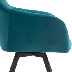 Drehbarer Tischsessel in Türkis Samt - Bettyva