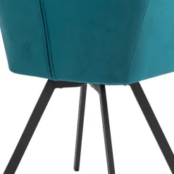 Drehbarer Tischsessel in Türkis Samt - Bettyva
