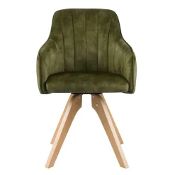Drehbarer Velours Tischsessel in Oliv Grün - Quintessa (2er Set)