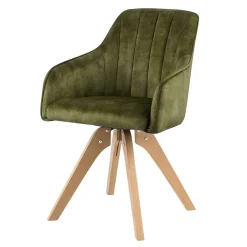 Drehbarer Velours Tischsessel in Oliv Grün - Quintessa (2er Set)