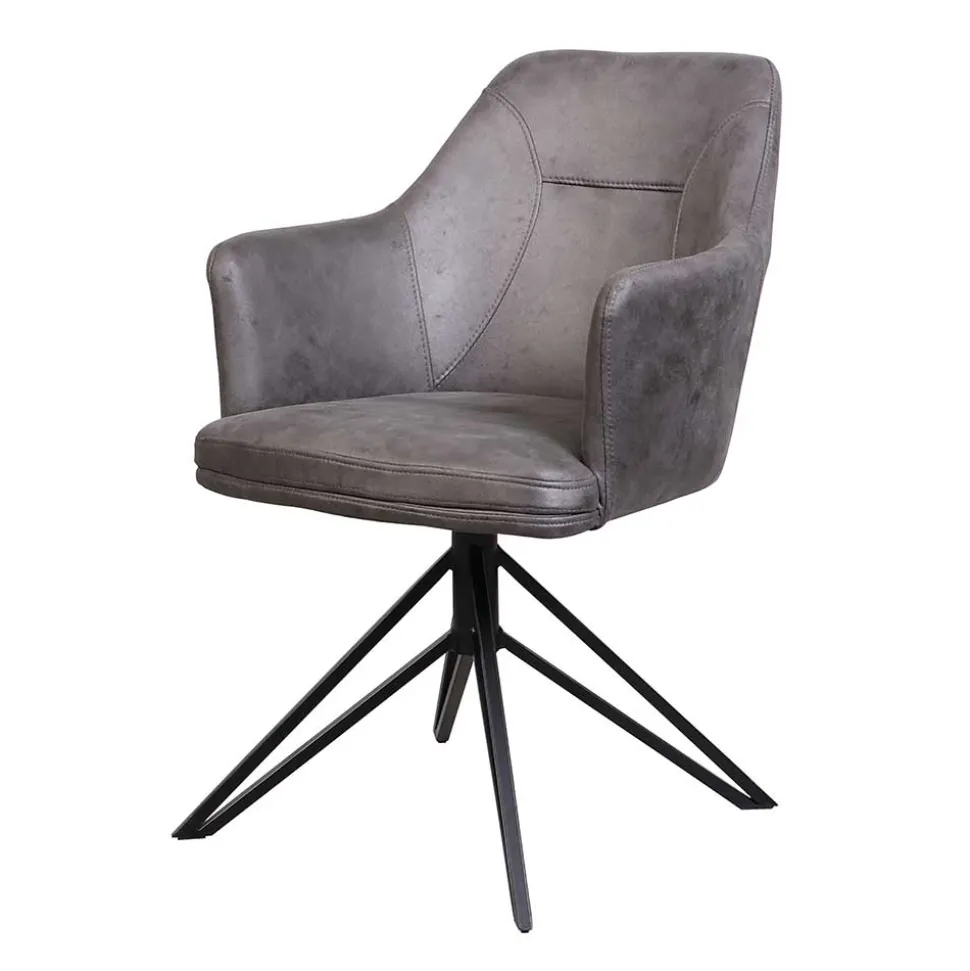 Drehstuhl mit Microfaser Anthrazit - Tabacho (2er Set)