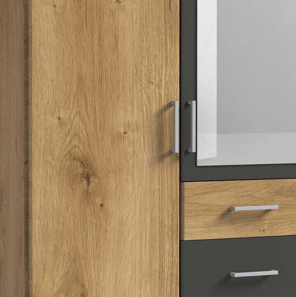 Drehtürenschrank in Plankeneiche Holzdekor - Leviza