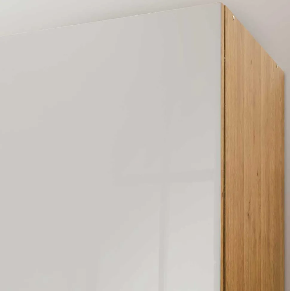 Drehtürenschrank mit Glasfront in Beige - Emdsiva