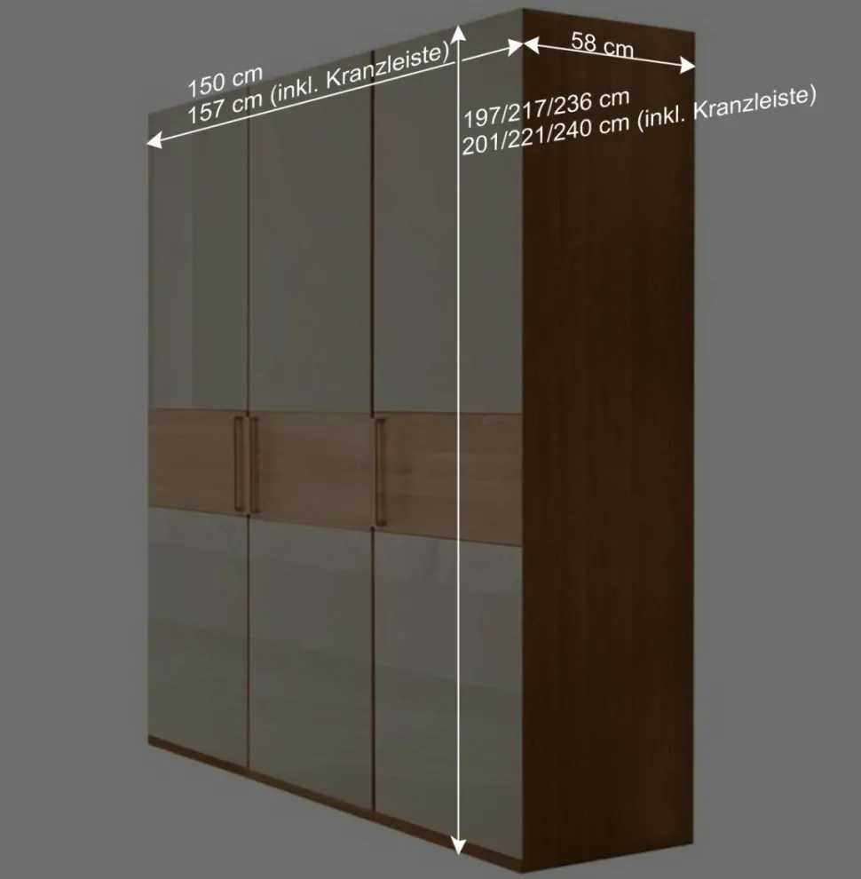 Drehtürenschrank mit Glasfront in Beige - Emdsiva