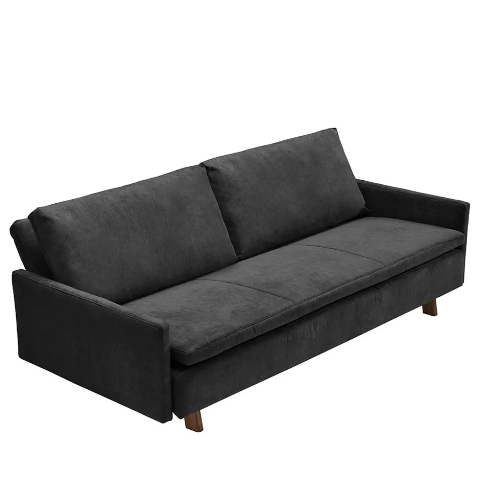 Dreisitzer Bettcouch in Schwarz mit Eiche - Bornholma