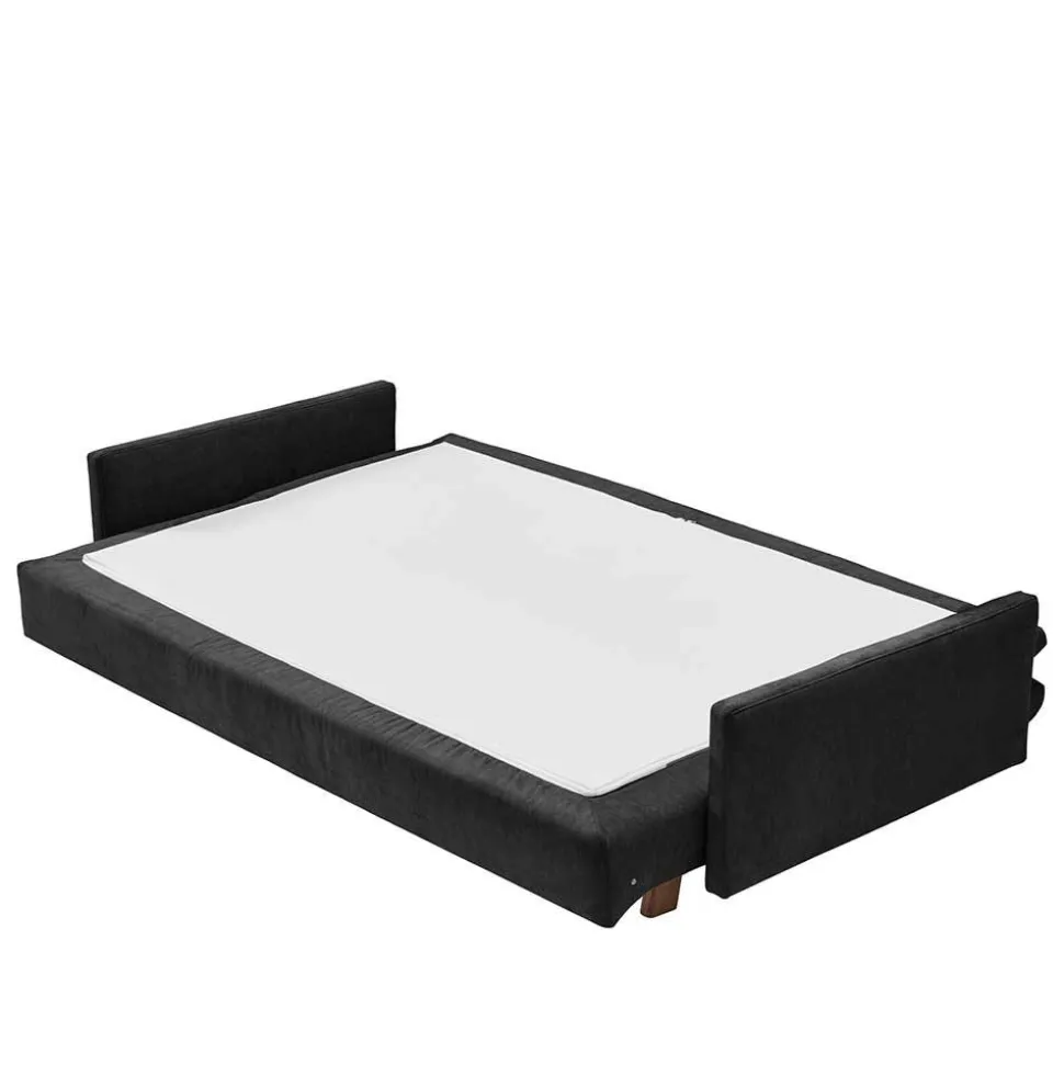 Dreisitzer Bettcouch in Schwarz mit Eiche - Bornholma