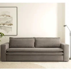 Dreisitzer Bettsofa in Hellbraun Cord - Anyna