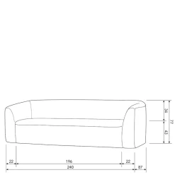 Dreisitzer Couch aus Chenille in Beige - Chake
