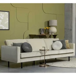 Dreisitzer Couch in Graugrün Samtbezug - Vontada