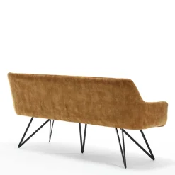 Dreisitzer Esstisch Polsterbank in Ocker Velours - Cacassa