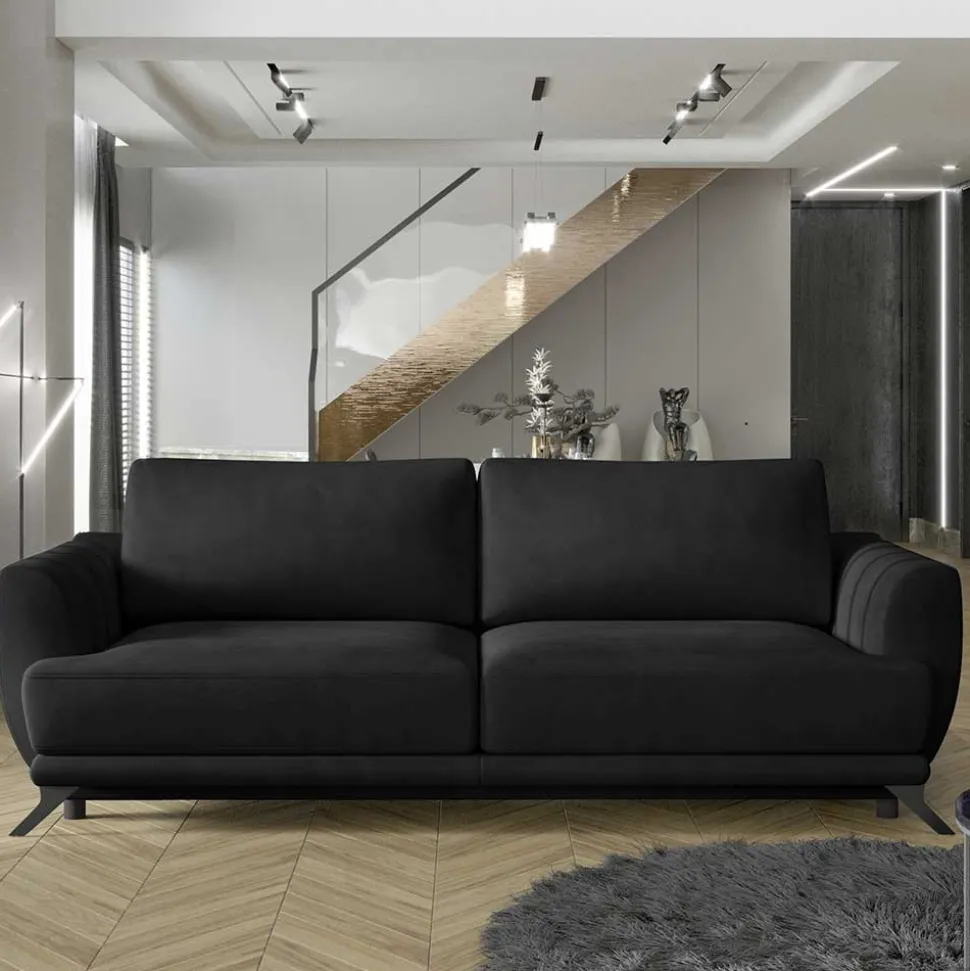 Dreisitzer Klappsofa in Dunkelgrau Samt - Palma