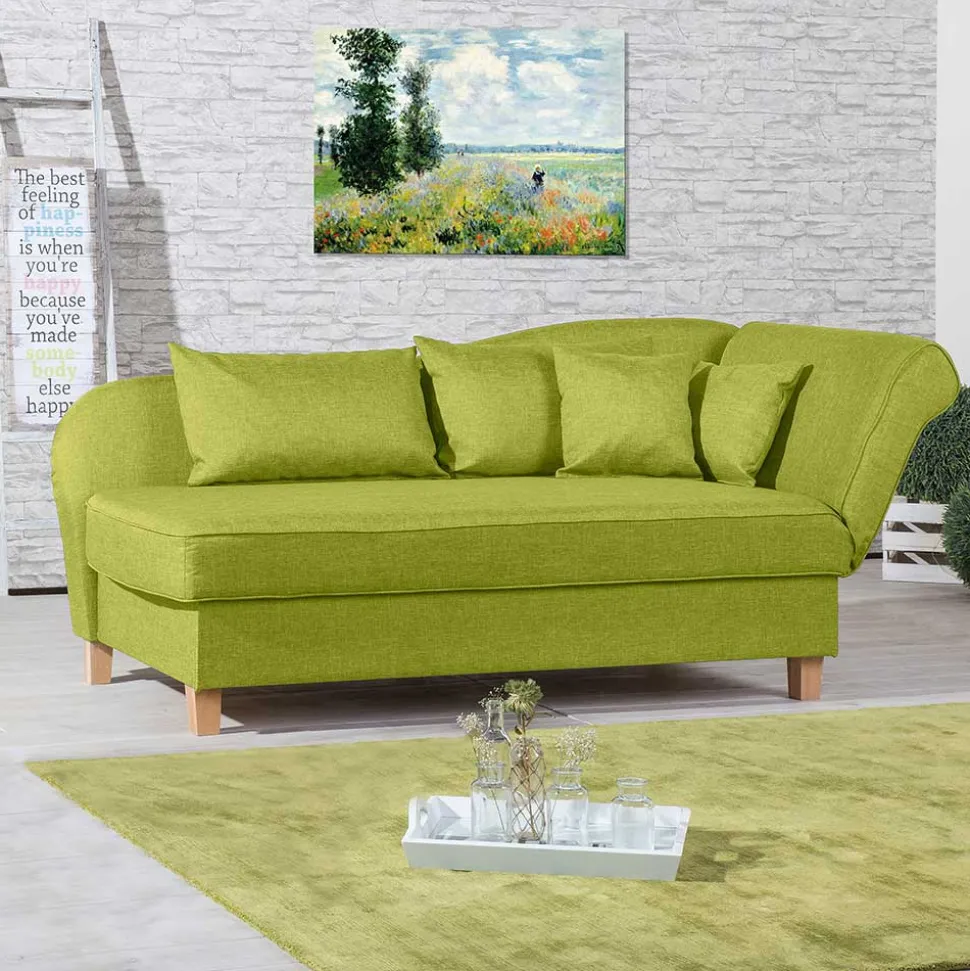 Dreisitzer Polsterliege in Gelbgrün mit Buche - Blace