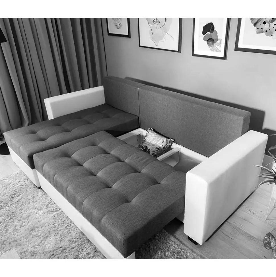 Dreisitzer Schlafcouch in Dunkelbraun Stoff - Fabrizio