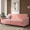 Dreisitzer Schlafcouch in Rosa Samtbezug - Norteba