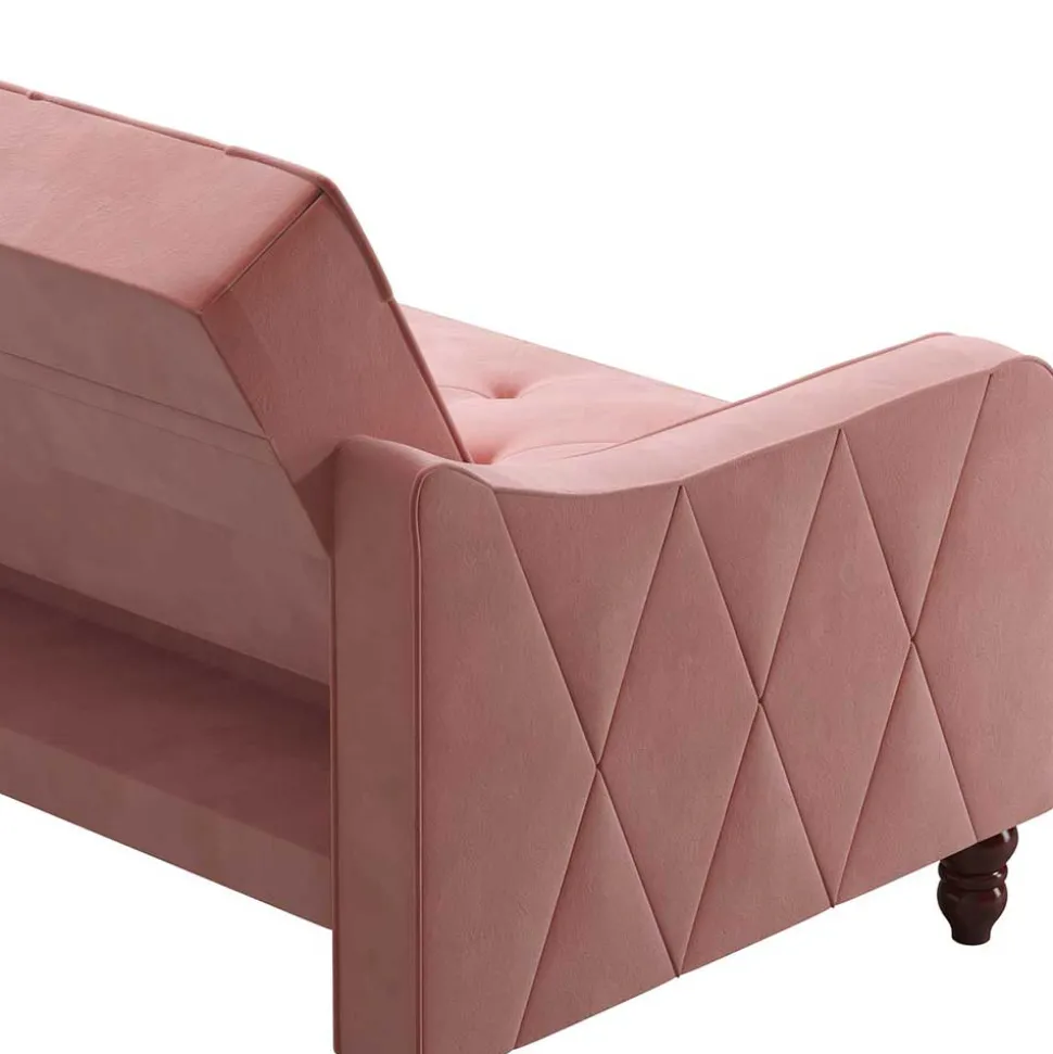 Dreisitzer Schlafcouch in Rosa Samtbezug - Norteba