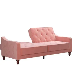 Dreisitzer Schlafcouch in Rosa Samtbezug - Norteba