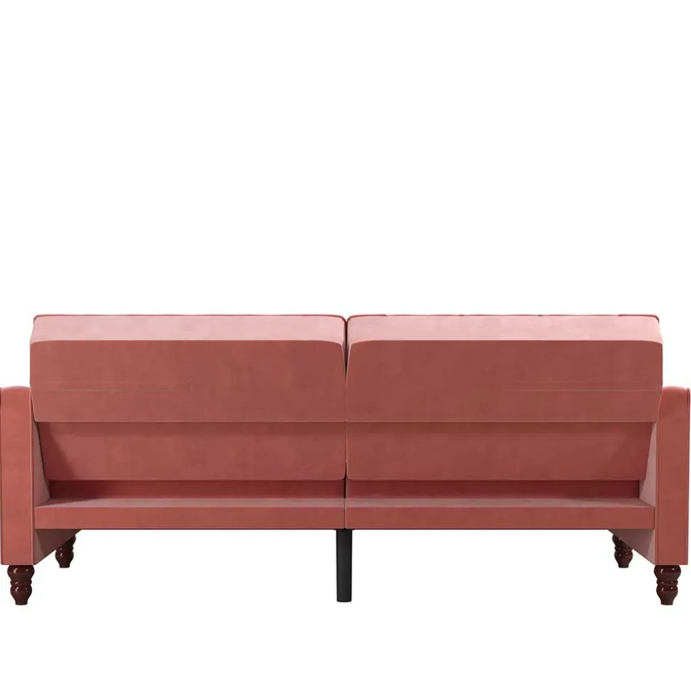 Dreisitzer Schlafcouch in Rosa Samtbezug - Norteba
