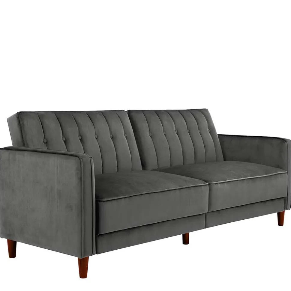 Dreisitzer Schlafcouch in Grau Samt - Lessia