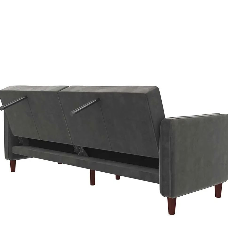 Dreisitzer Schlafcouch in Grau Samt - Lessia