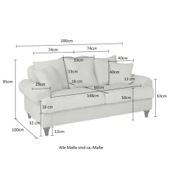 Dreisitzer Sofa im Vintage Landhaus Look - Merandes