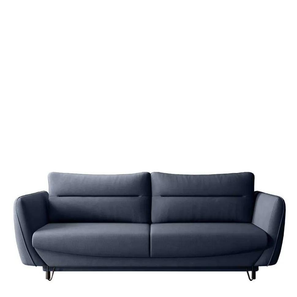 Dreisitzer Wohnzimmersofa in Blaugrau Velours - Chiyom
