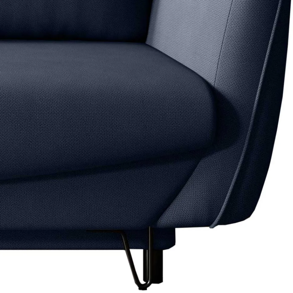 Dreisitzer Wohnzimmersofa in Blaugrau Velours - Chiyom