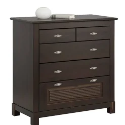 Dunkelbraune Kommode mit fünf Schubladen - Sikulav