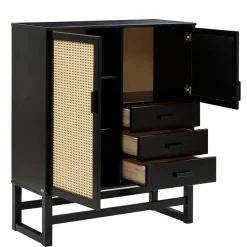 Dunkelbraunes Highboard mit Wiener Geflecht - Santiana