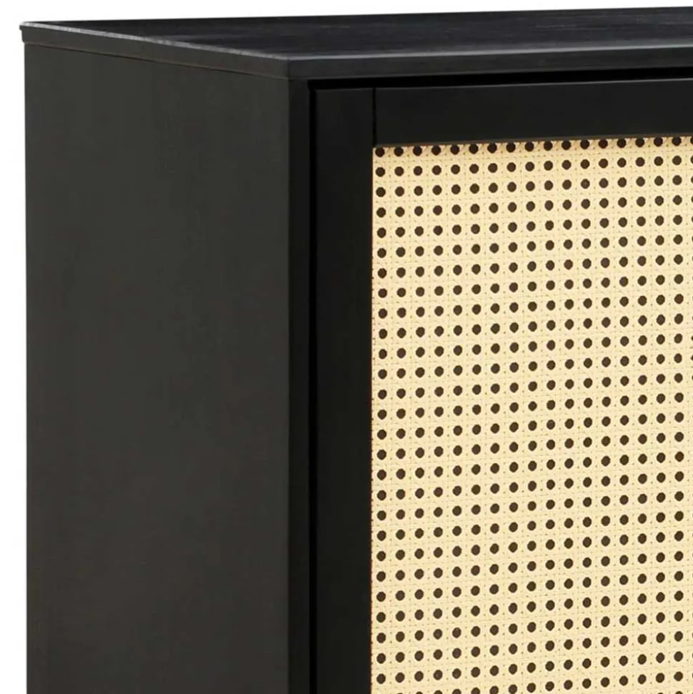 Dunkelbraunes Highboard mit Wiener Geflecht - Santiana