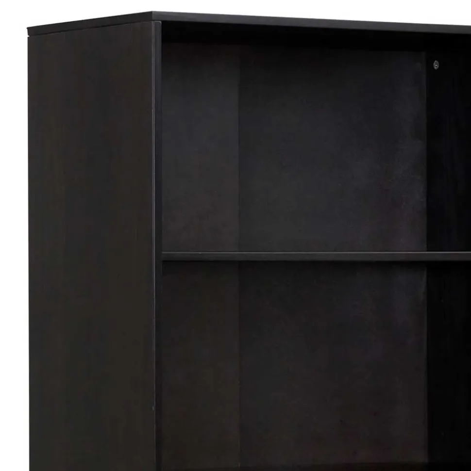 Dunkelbraunes Holzregal mit Wiener Geflecht Natur - Idamoro