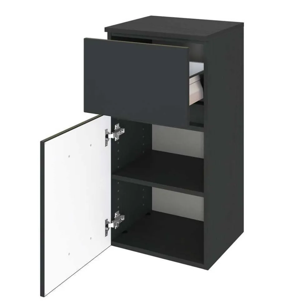 Dunkelgraue Badmöbel Kombination - Natarivos (vierteilig)