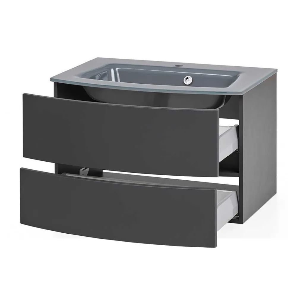 Dunkelgraue Badmöbel Kombination - Natarivos (vierteilig)
