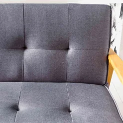 Dunkelgraue Schlafcouch mit Holzgestell - Pino