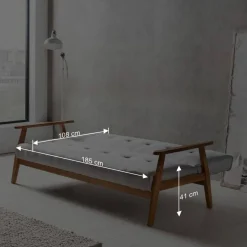 Dunkelgraue Schlafcouch mit Holzgestell - Pino